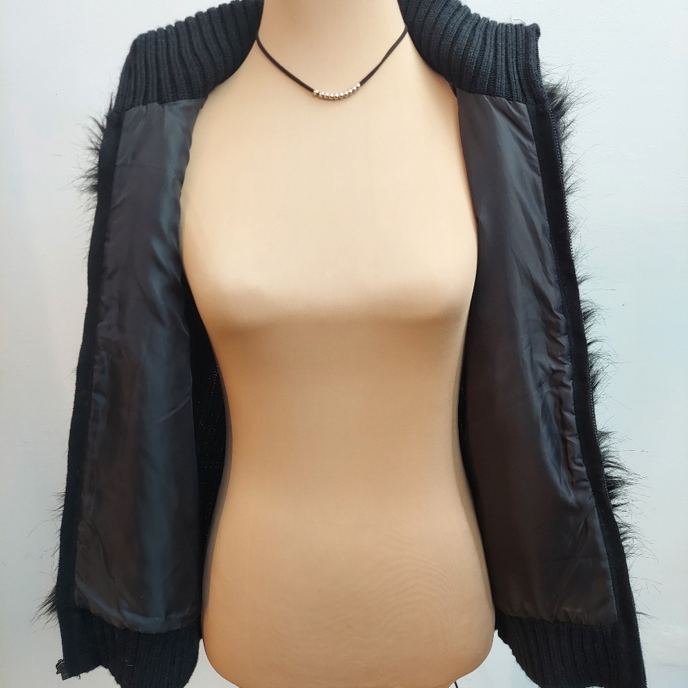 Willi Smith Black Faux Fur Vest, sz L - Picture 4 of 10